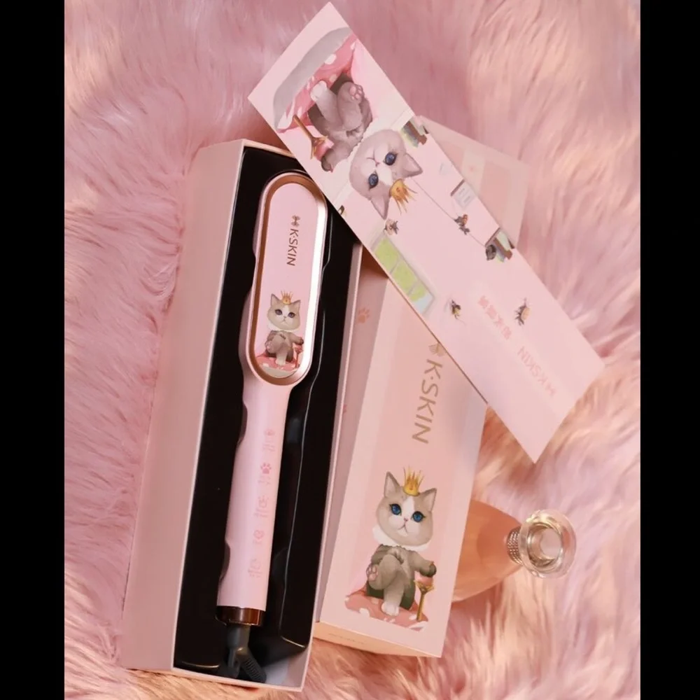 K·SKIN Pink Cat Pattern Hair Straightener